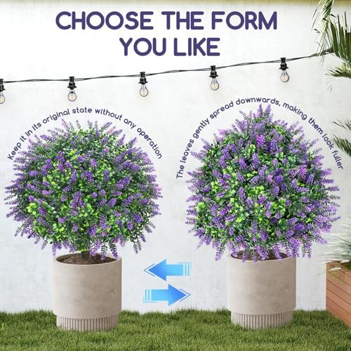 Artificial Lavender Topiary Balls 2 Set 20 Inch Decor