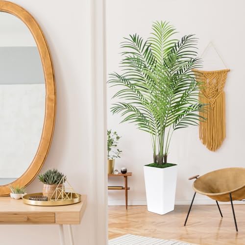 5ft Artificial Palm Tree with White Planter