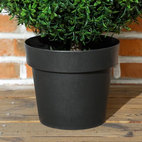 HOMCOM Artificial Trees Set of 2 24 Inch Green Boxwood Topiary