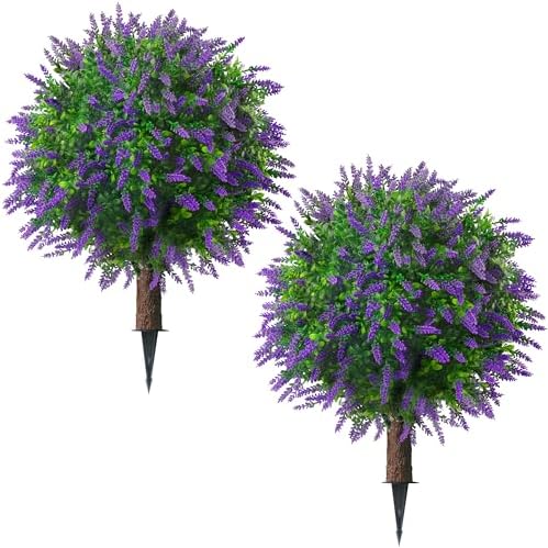 Sunnyglade 255 Inch Artificial Lavender Topiary Set of 2