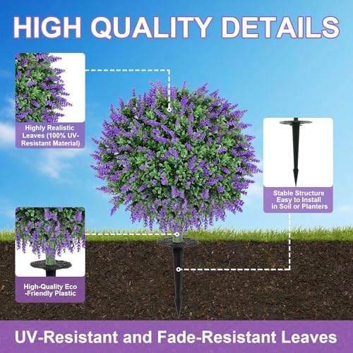 Artificial Boxwood Topiary Balls with Lavender Set of 2