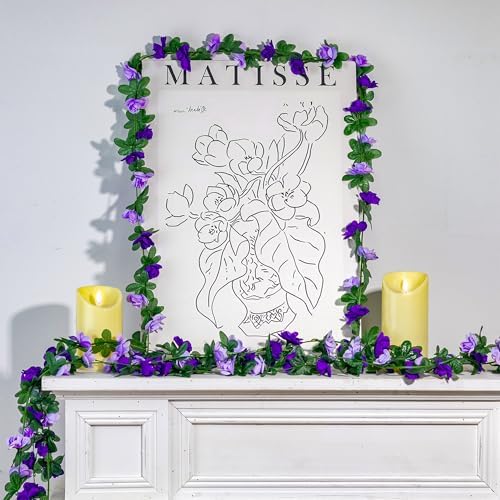 5Pcs 41FT Artificial Purple Rose Garland for Decor
