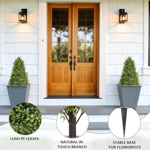 36in Artificial Boxwood Topiary Cone Trees Set of 2