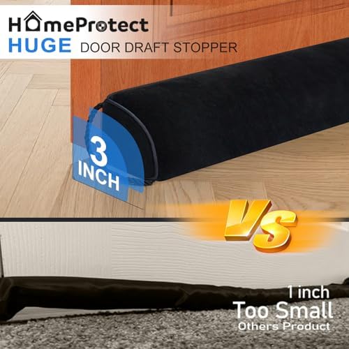 Heavy Duty Door Draft Stopper 36 Inch Black Triangle Design