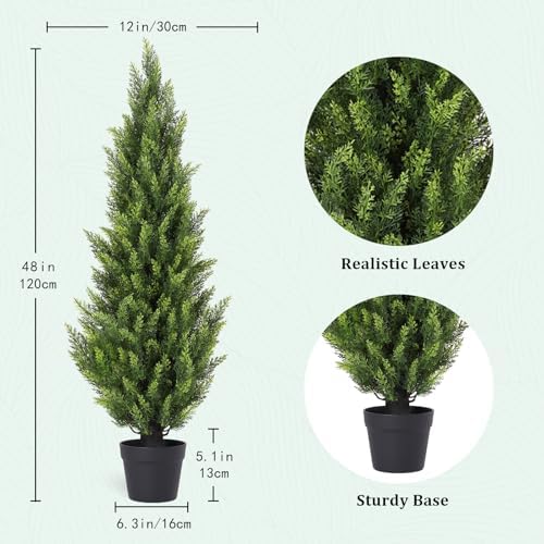 4FT Artificial Cedar Topiary Trees Set of 2
