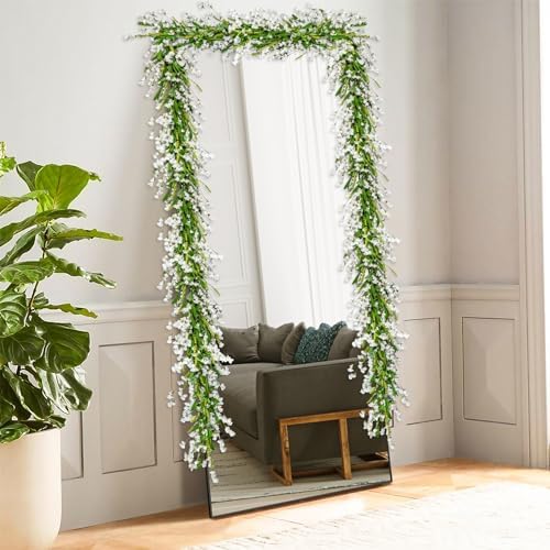 6 Ft Spring Flower Garland for Home Decor White