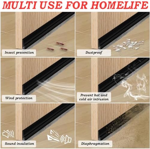2 Pcs Door Sweep with Brush and Self Adhesive Seal