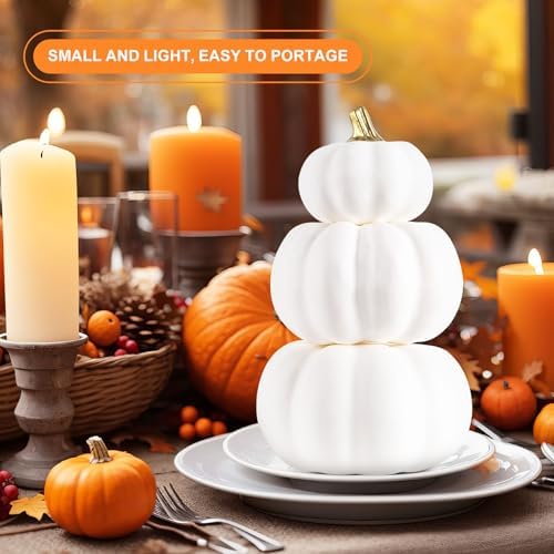 Ywlake 12 Pcs Artificial White Pumpkins Fall Decor