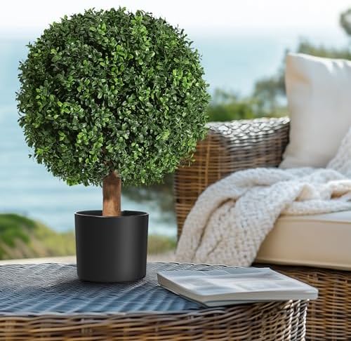 GarveeHome 24 Inch Artificial Topiary Boxwood Ball Set of 2