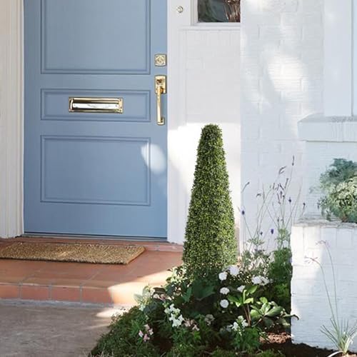 31 Inch Artificial Boxwood Triangular Topiary Set of 2