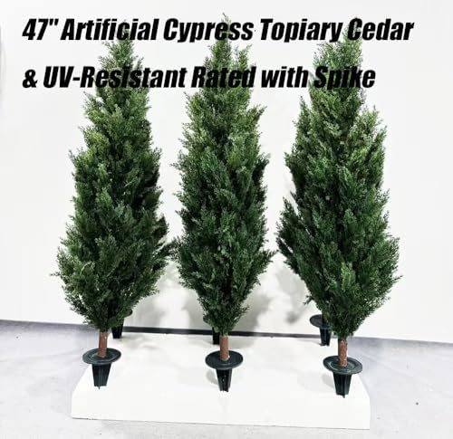 47 Inch Artificial Cypress Topiary Set of 2 with Spike