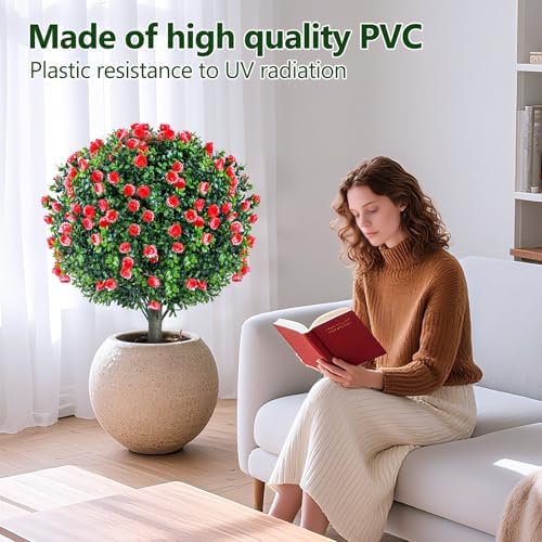 2 Set Artificial Rose Bushes for Outdoor Decor
