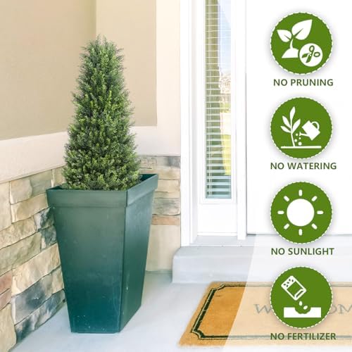 3ft Cedar Topiary Trees Artificial Outdoor Set of 2