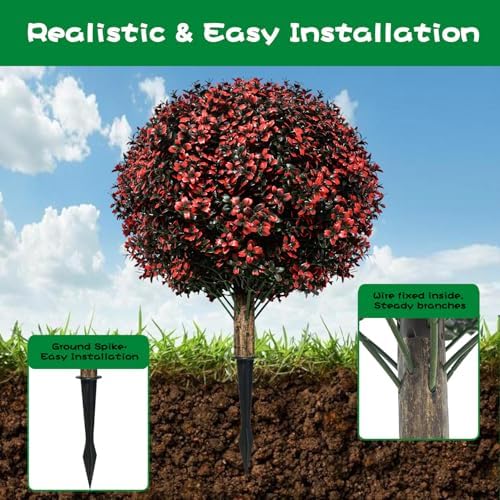 Set of 2 Artificial Topiary Boxwood Trees 245 Tall