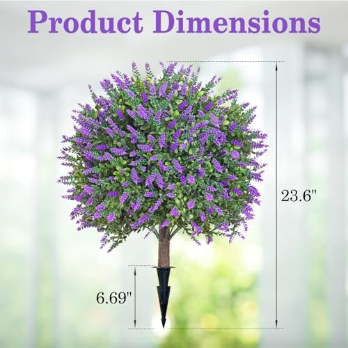 Artificial Lavender Topiary Tree - 236 Inch UV Resistant Fake Plant Purple