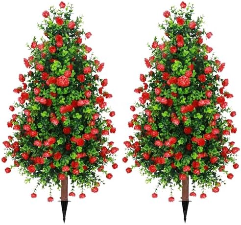 Sunnyglade 2 Pack 275 Inch Artificial Rose Topiary Trees