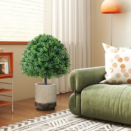 Goplus 28 Inches Artificial Boxwood Topiary Set 2 Pack