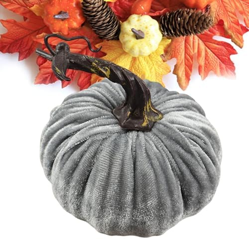 Velvet Artificial Pumpkins 39 Inch Fall Decor