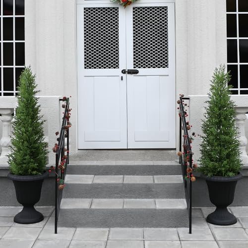 Artificial Cedar Topiary Trees Set of 2 4FT Indoor Outdoor
