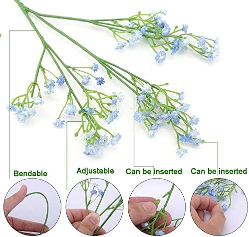 LYLYFAN Babys Breath Artificial Flowers 12Pcs Blue Gypsophila Wedding Decoration