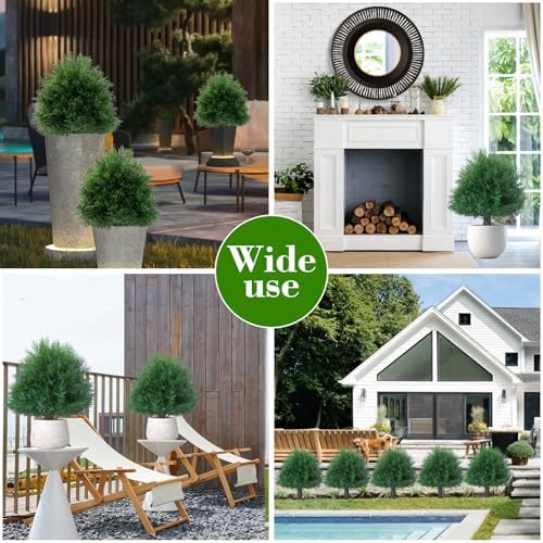 Howngyesimu Artificial Cedar Topiary Ball Trees 20 Inch UV Resistant