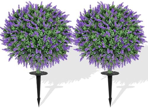 Artificial Boxwood Topiary Balls with Lavender Set of 2