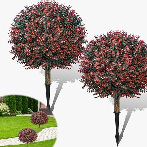 Ronyila Artificial Boxwood Topiary Ball Tree Set of 2