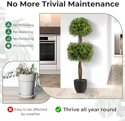 Goplus 40 Inch Artificial Boxwood Topiary Ball Tree