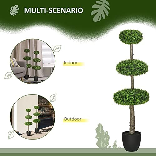 HOMCOM 2 Piece Artificial Boxwood Topiary Trees in Pots