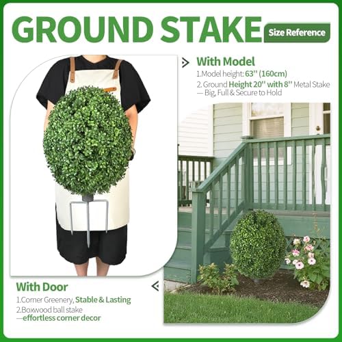 QIANYUN 26 Inch Artificial Boxwood Topiary Shrubs