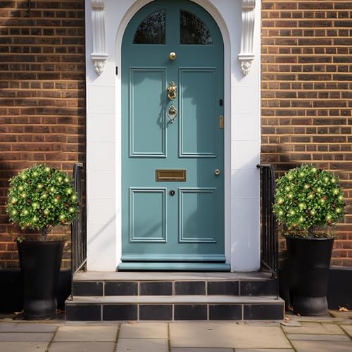 2 Pack 173 Artificial Boxwood Olive Topiary Trees with LED Lights