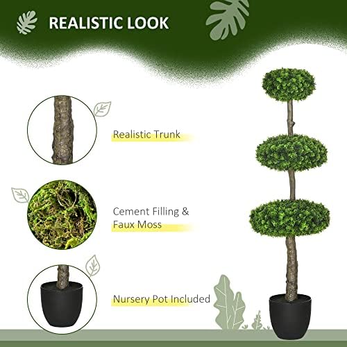 HOMCOM 2 Piece Artificial Boxwood Topiary Trees in Pots