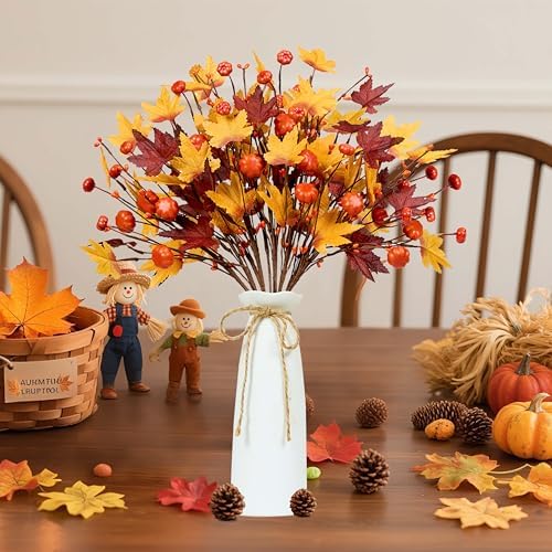WSTPUPU Artificial Fall Stems 10PCS 17Inch Autumn Berry Decor