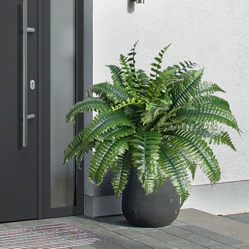 2 Pack Artificial Ferns with Spike for Outdoor Use