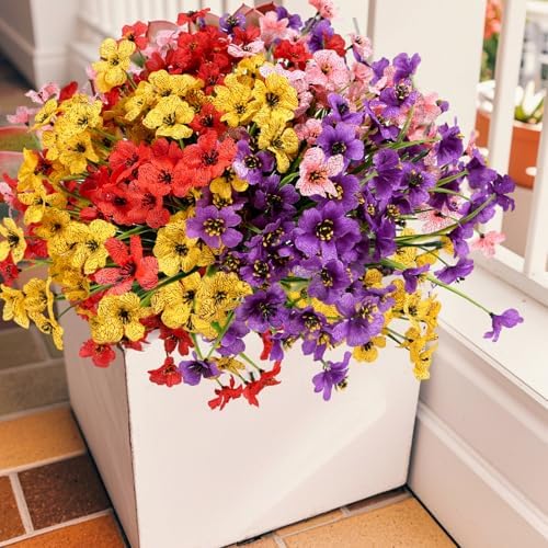 Geegoods Artificial Flowers 32 Bundles UV Resistant Outdoor Decor