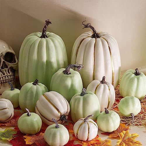 7Pcs Artificial Pumpkins Faux Foam Fall Decorations for Home