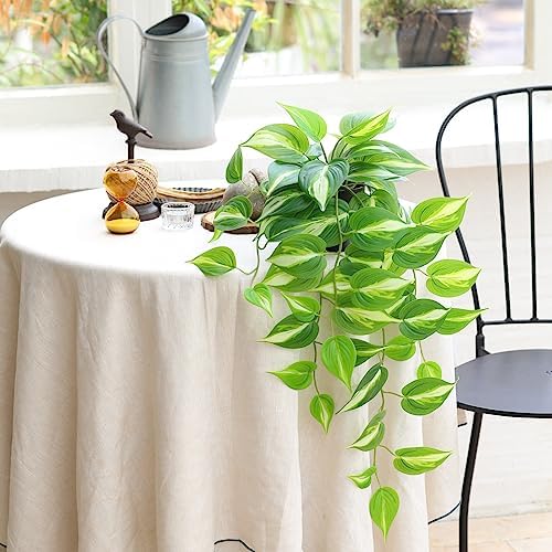 LuckyGreenery Artificial Devils Ivy Golden Pothos Hanging Plant 26in