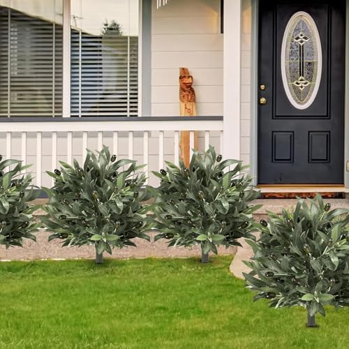 Artificial Olive Topiary Ball with Spike 2 Pack