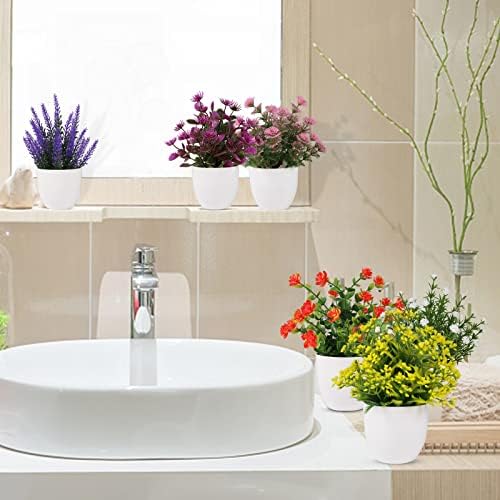 Yoratee Artificial Flower Potted Plants 6pcs Indoor Decor