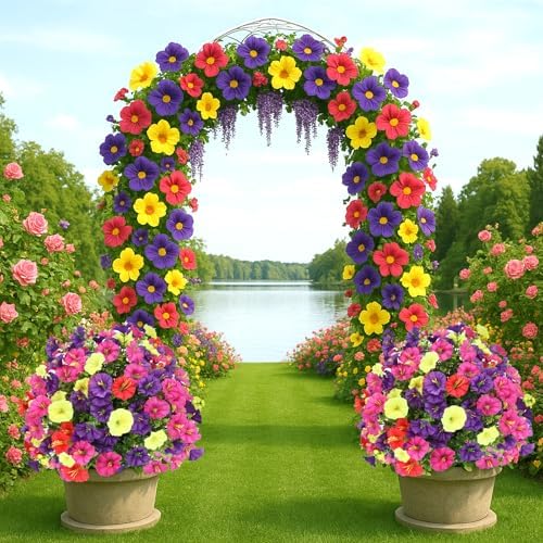 Artificial Eucalyptus Topiary Ball with Flowers 24 Inch UV Resistant Faux Plant