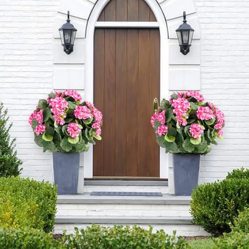 GarveeHome 216 inch Artificial Topiary Ball Set of 2 with Metal Spikes Pink