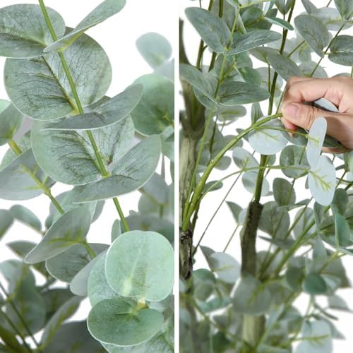 6ft Artificial Eucalyptus Tree with White Leaves and Plastic Pot