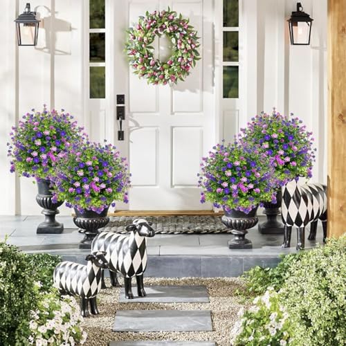 2 Pack Artificial Boxwood Topiary Ball Trees Purple