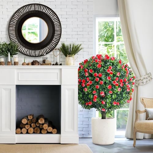 2 Set Artificial Rose Bushes for Outdoor Decor