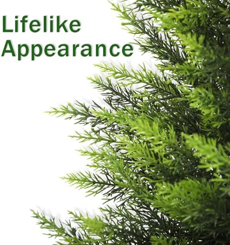 HMASYO 4FT Artificial Cedar Topiary Trees Set of 2