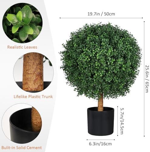 26 Inch Artificial Topiary Trees Set of 2