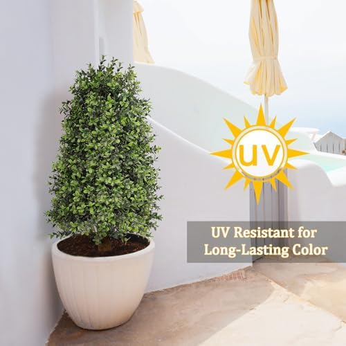30 Inch Artificial Boxwood Topiary 2 Pack Outdoor Decor