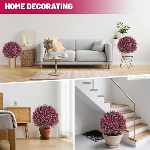 256 Inch Artificial Pink Eucalyptus Topiary Ball Trees 2 Pack