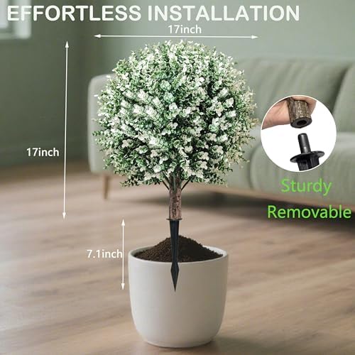 Realistic Artificial Topiary Ball Tree Set of 2