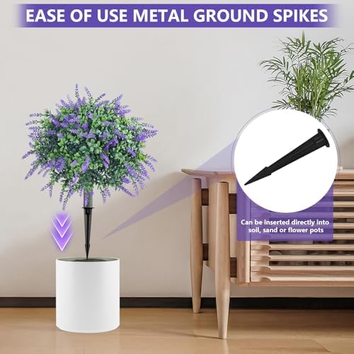 UNADRA Artificial Boxwood Topiary Trees with Lavender Set of 2